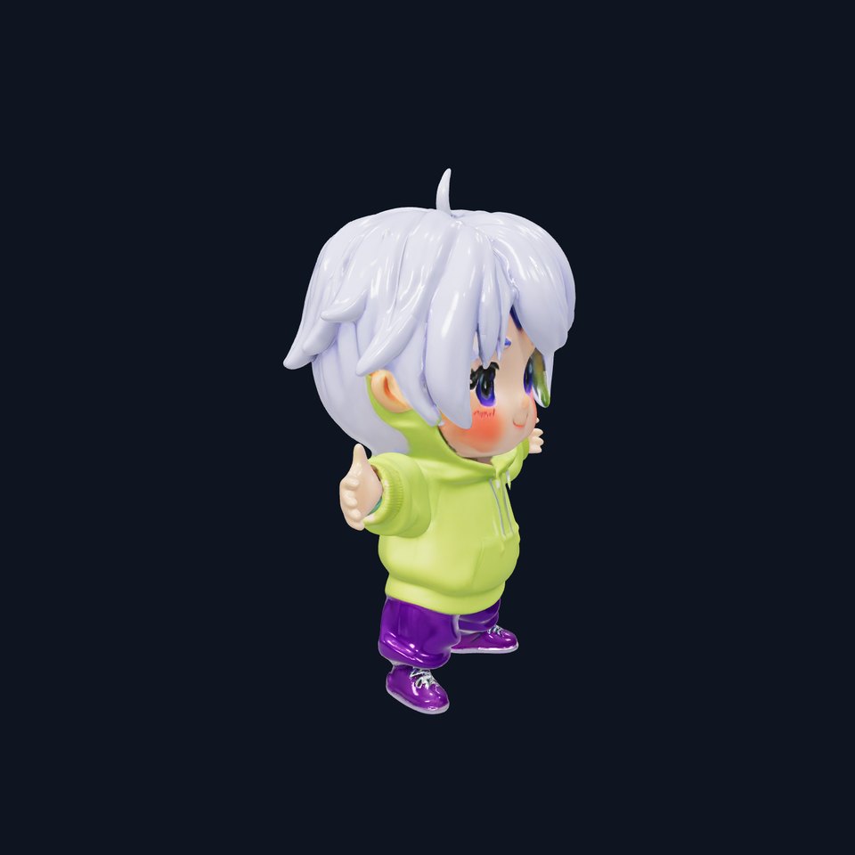 Adorable Chibi Character in Bright Hoodie  Rigged and Animated
